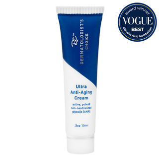 Tube of Ultra Anti-Aging Cream with Vogue Best Award badge on a white background - Winner of the Vogue Best Moisturizer with Glycolic Acid